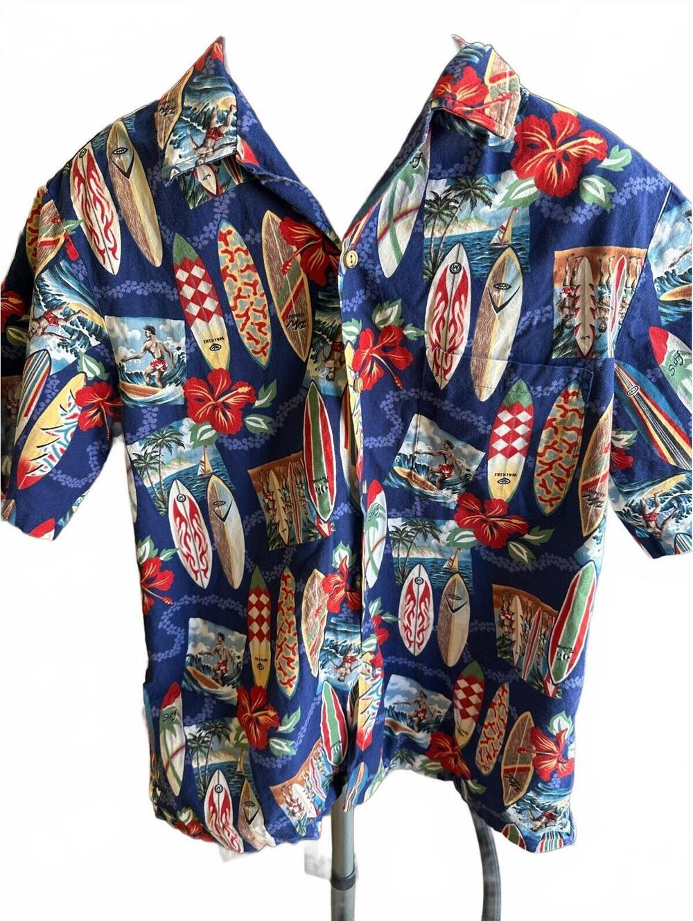 RJC Hawaii Surfboard Aloha Shirt Made USA M